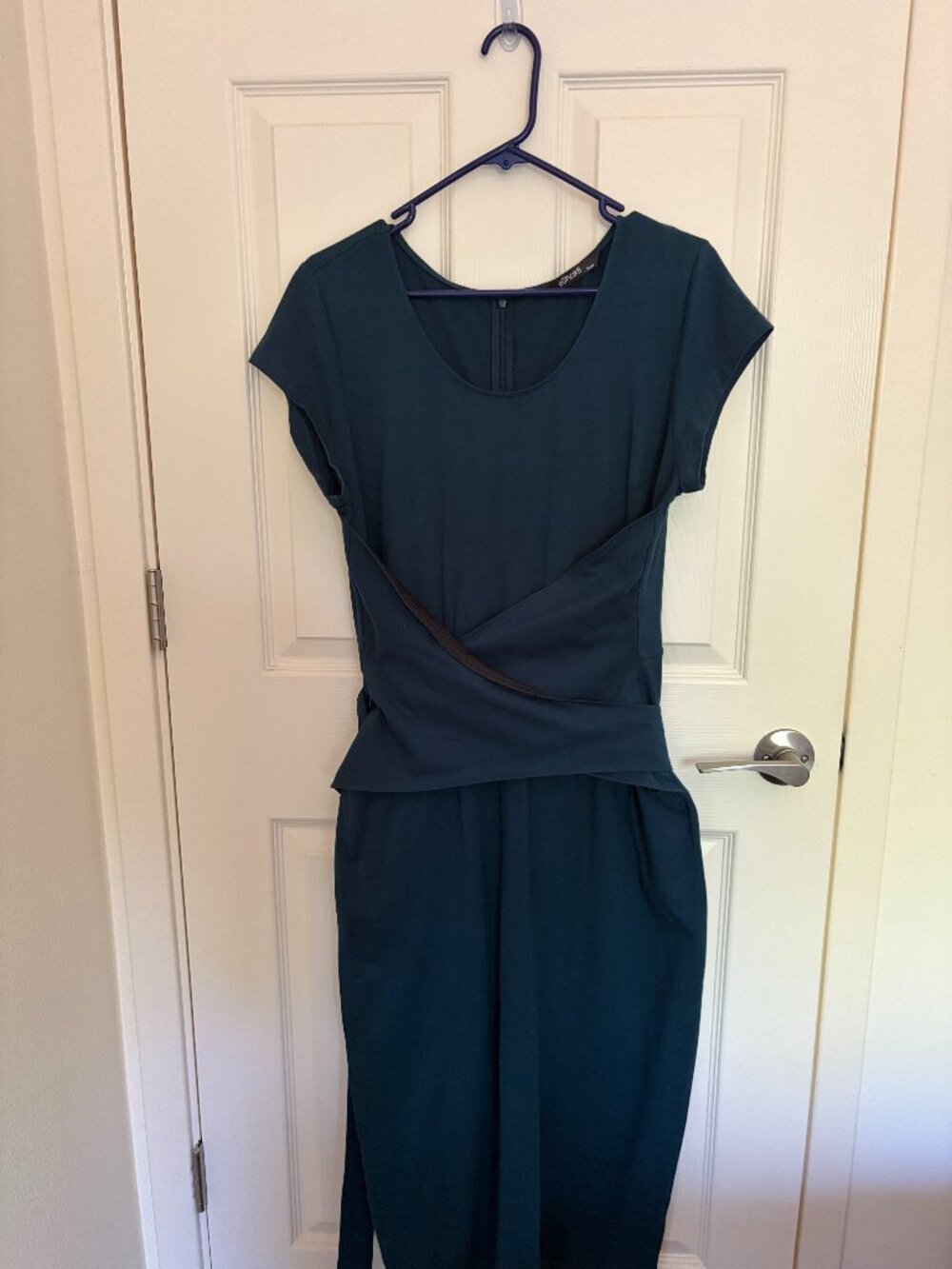 Dark Teal Capsleeve Eshakti Wrap Dress